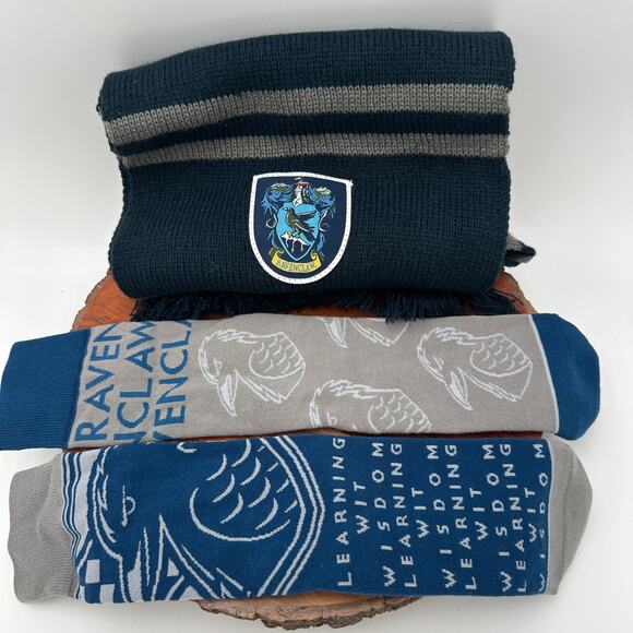 Hogwarts RAVENCLAW Knit Scarf and Socks Luna Lovegood Halloween Cosplay Costume - Picture 1 of 9